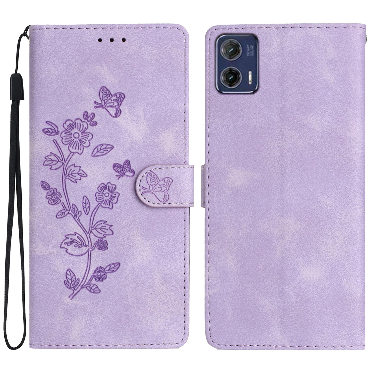 For Motorola Moto G73 5G Anti-Dust Leather Wallet Phone Case Stand Shockproof Imprinted Flower Cover Phone Case