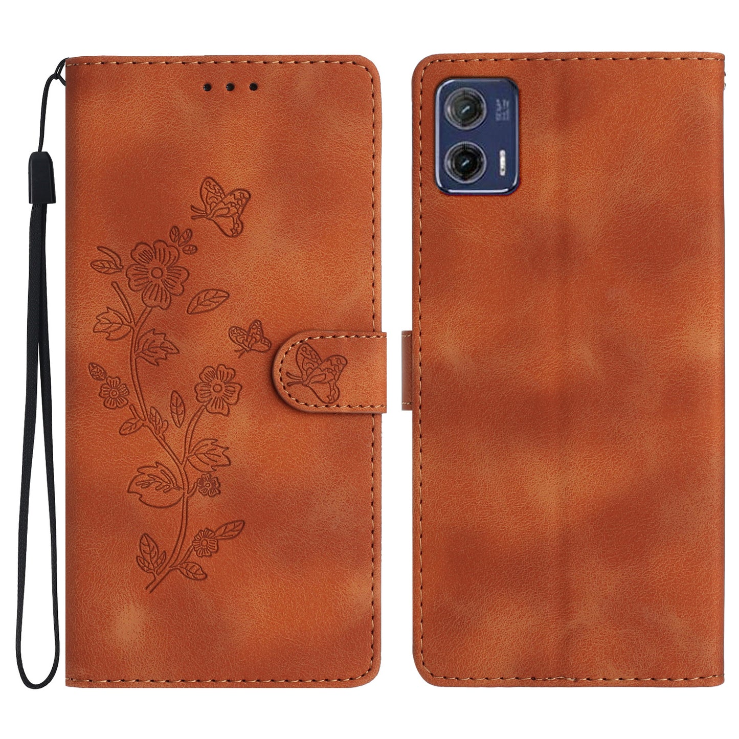 For Motorola Moto G73 5G Anti-Dust Leather Wallet Phone Case Stand Shockproof Imprinted Flower Cover Phone Case