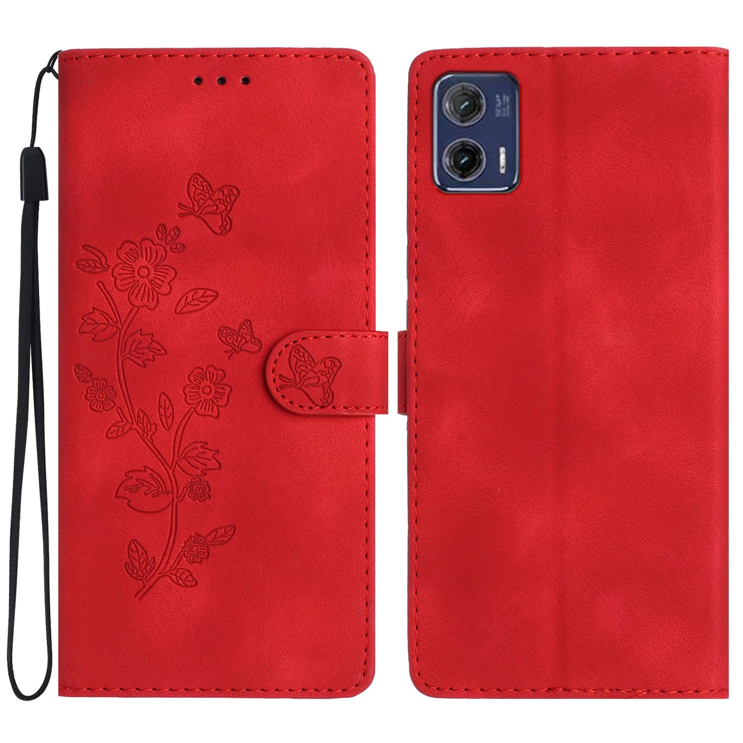 For Motorola Moto G73 5G Anti-Dust Leather Wallet Phone Case Stand Shockproof Imprinted Flower Cover Phone Case