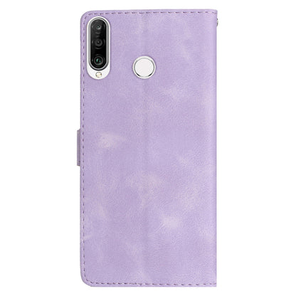 For Huawei P30 Lite / P30 Lite New Edition / nova 4e Phone Cover Imprinted Flower Wallet Stand Shockproof Leather Phone Case