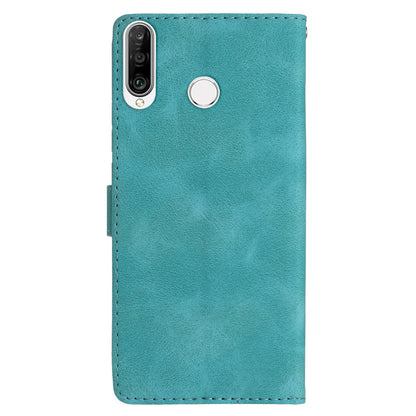 For Huawei P30 Lite / P30 Lite New Edition / nova 4e Phone Cover Imprinted Flower Wallet Stand Shockproof Leather Phone Case