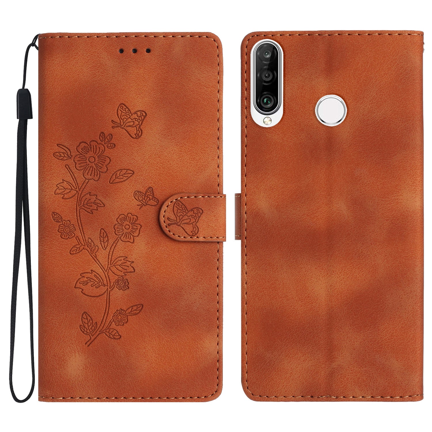 For Huawei P30 Lite / P30 Lite New Edition / nova 4e Phone Cover Imprinted Flower Wallet Stand Shockproof Leather Phone Case