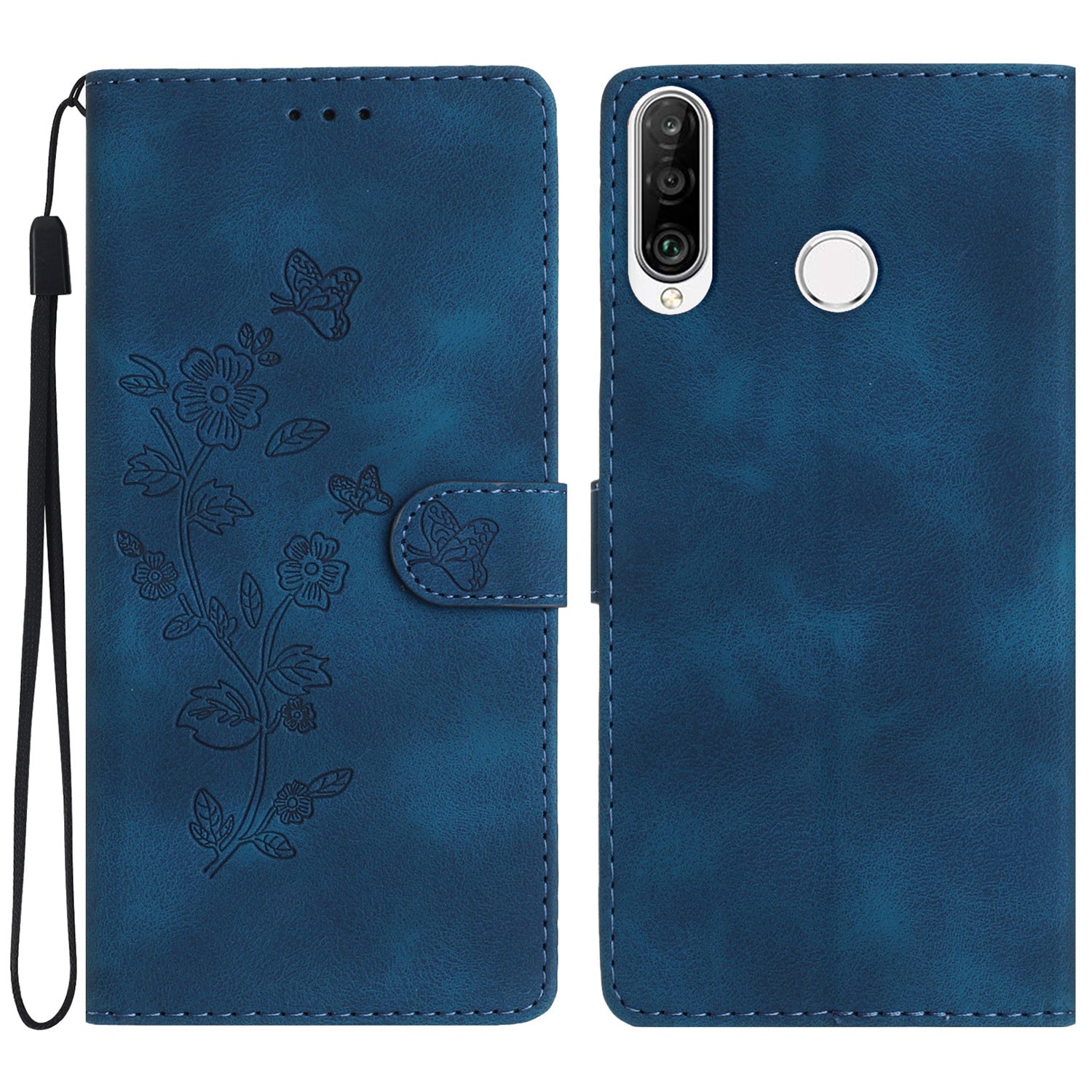 For Huawei P30 Lite / P30 Lite New Edition / nova 4e Phone Cover Imprinted Flower Wallet Stand Shockproof Leather Phone Case
