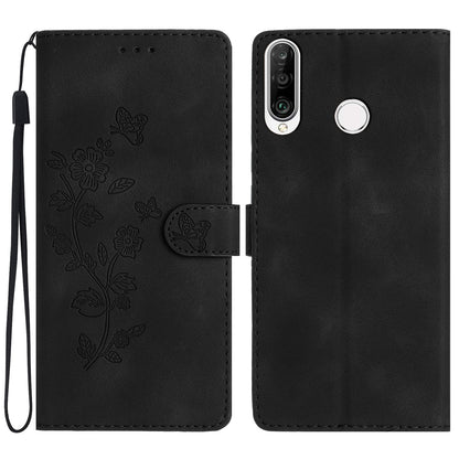 For Huawei P30 Lite / P30 Lite New Edition / nova 4e Phone Cover Imprinted Flower Wallet Stand Shockproof Leather Phone Case