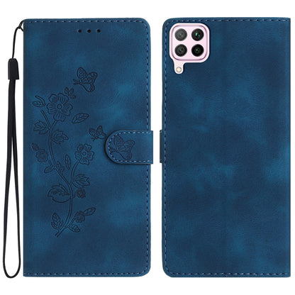 Leather Case for Huawei P40 lite 4G / nova 6 SE / Nova 7i , Wallet Stand Flower Imprint Phone Cover