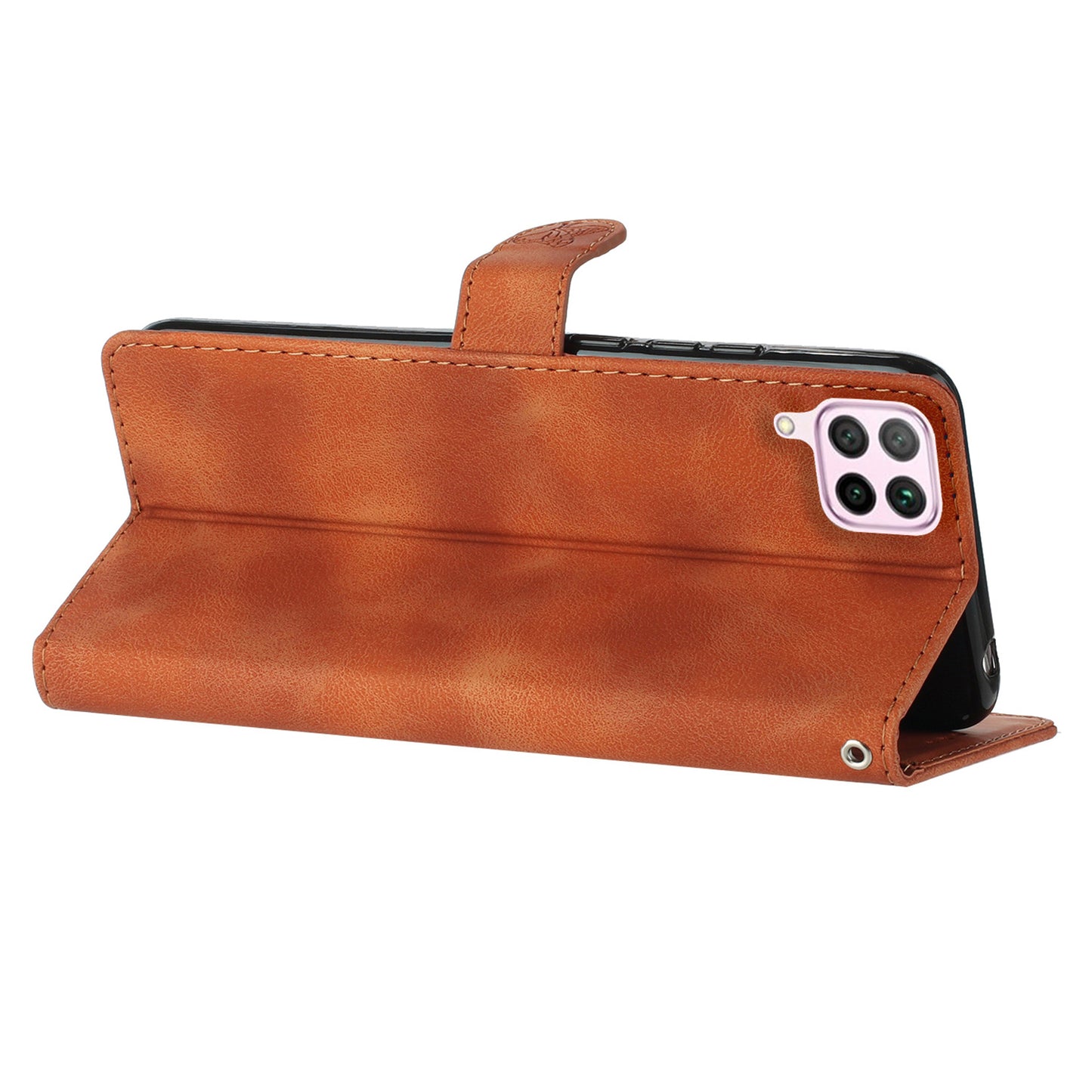 Leather Case for Huawei P40 lite 4G / nova 6 SE / Nova 7i , Wallet Stand Flower Imprint Phone Cover