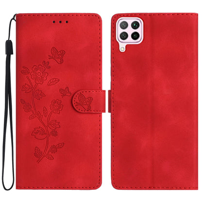 Leather Case for Huawei P40 lite 4G / nova 6 SE / Nova 7i , Wallet Stand Flower Imprint Phone Cover