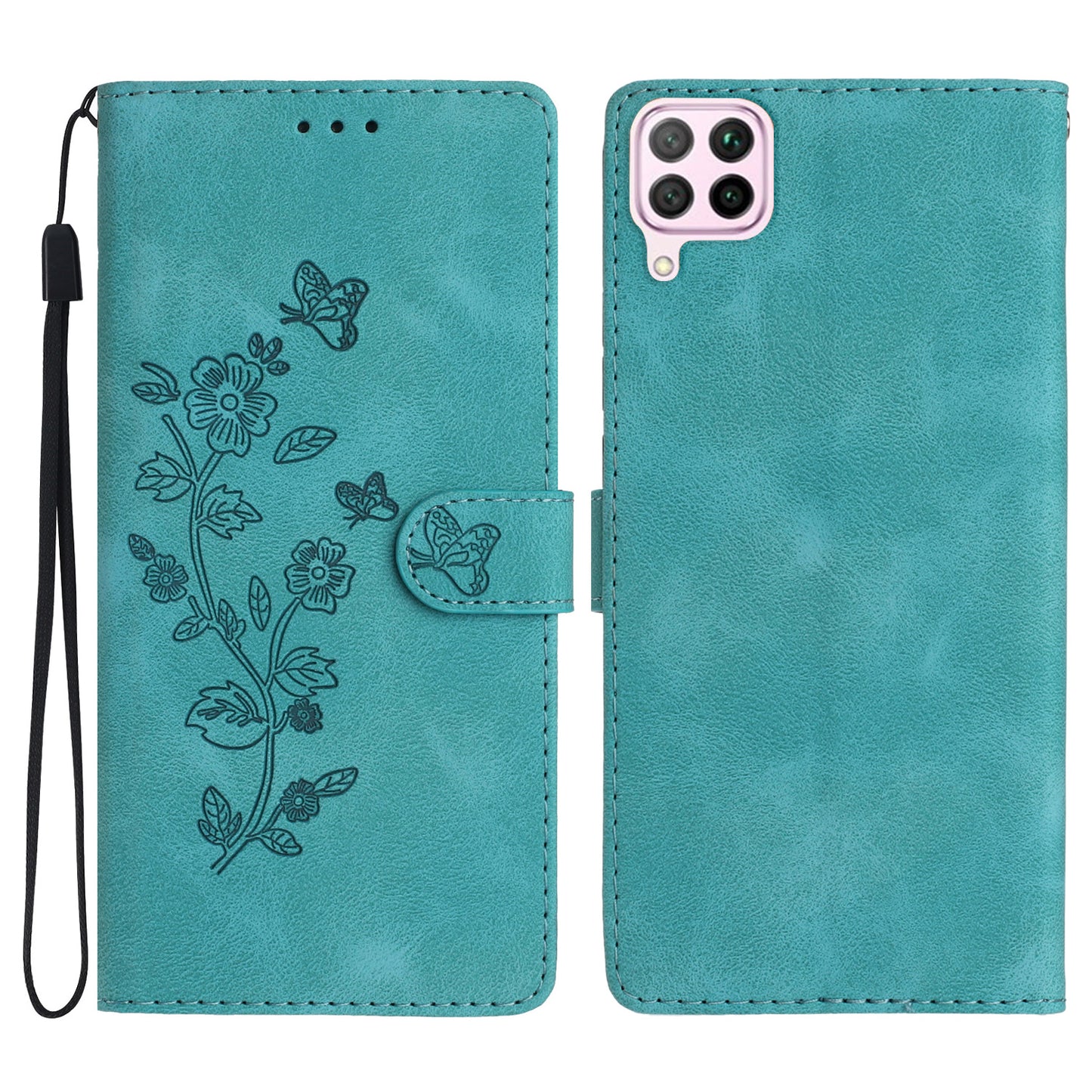 Leather Case for Huawei P40 lite 4G / nova 6 SE / Nova 7i , Wallet Stand Flower Imprint Phone Cover