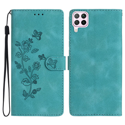 Leather Case for Huawei P40 lite 4G / nova 6 SE / Nova 7i , Wallet Stand Flower Imprint Phone Cover