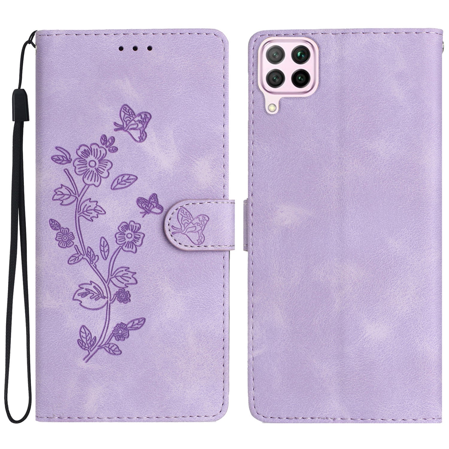 Leather Case for Huawei P40 lite 4G / nova 6 SE / Nova 7i , Wallet Stand Flower Imprint Phone Cover
