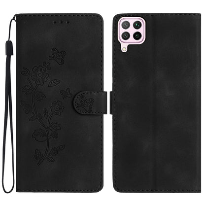 Leather Case for Huawei P40 lite 4G / nova 6 SE / Nova 7i , Wallet Stand Flower Imprint Phone Cover