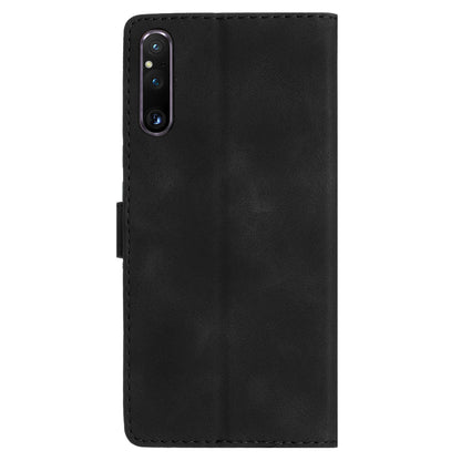 Flower Imprint Leather Case for Sony Xperia 1 V , Wallet Stand Anti-scratch Mobile Phone Cover