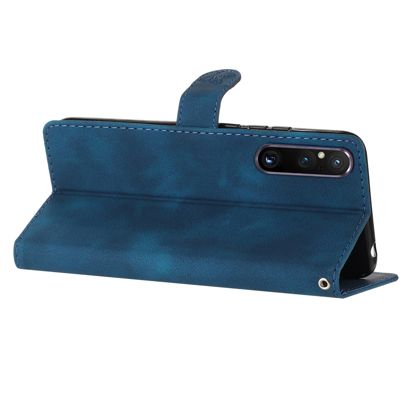 Flower Imprint Leather Case for Sony Xperia 1 V , Wallet Stand Anti-scratch Mobile Phone Cover