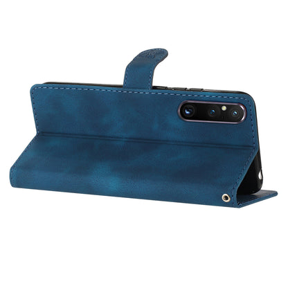 Flower Imprint Leather Case for Sony Xperia 1 V , Wallet Stand Anti-scratch Mobile Phone Cover