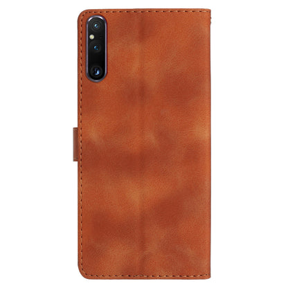 Flower Imprint Leather Case for Sony Xperia 1 V , Wallet Stand Anti-scratch Mobile Phone Cover