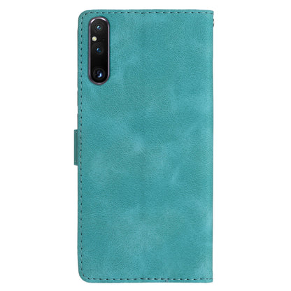 Flower Imprint Leather Case for Sony Xperia 1 V , Wallet Stand Anti-scratch Mobile Phone Cover