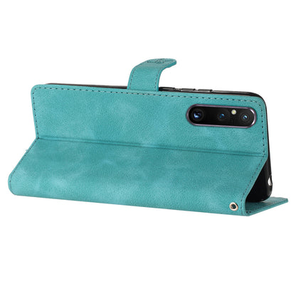 Flower Imprint Leather Case for Sony Xperia 1 V , Wallet Stand Anti-scratch Mobile Phone Cover