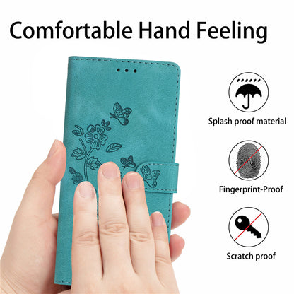 Flower Imprint Leather Case for Sony Xperia 1 V , Wallet Stand Anti-scratch Mobile Phone Cover