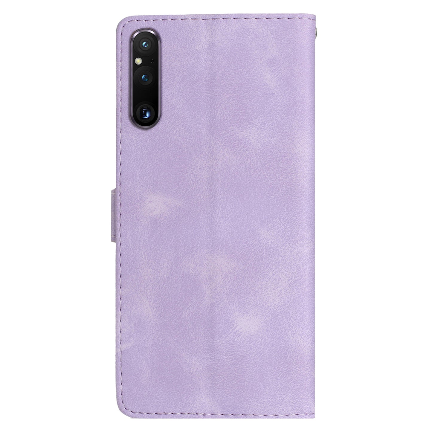 Flower Imprint Leather Case for Sony Xperia 1 V , Wallet Stand Anti-scratch Mobile Phone Cover
