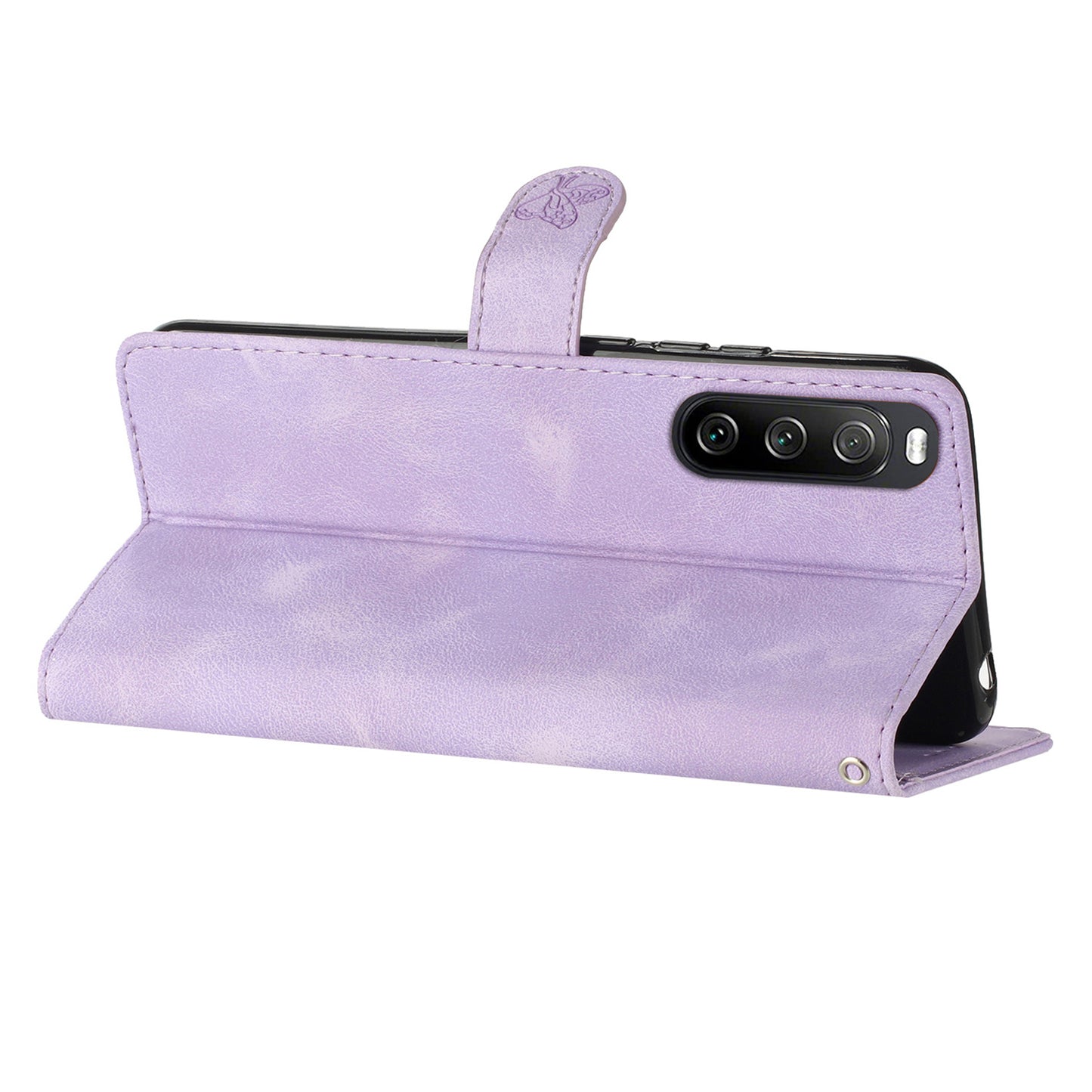 Leather Case for Sony Xperia 10 V , Fingerprint Proof Wallet Stand Flower Imprint Phone Cover