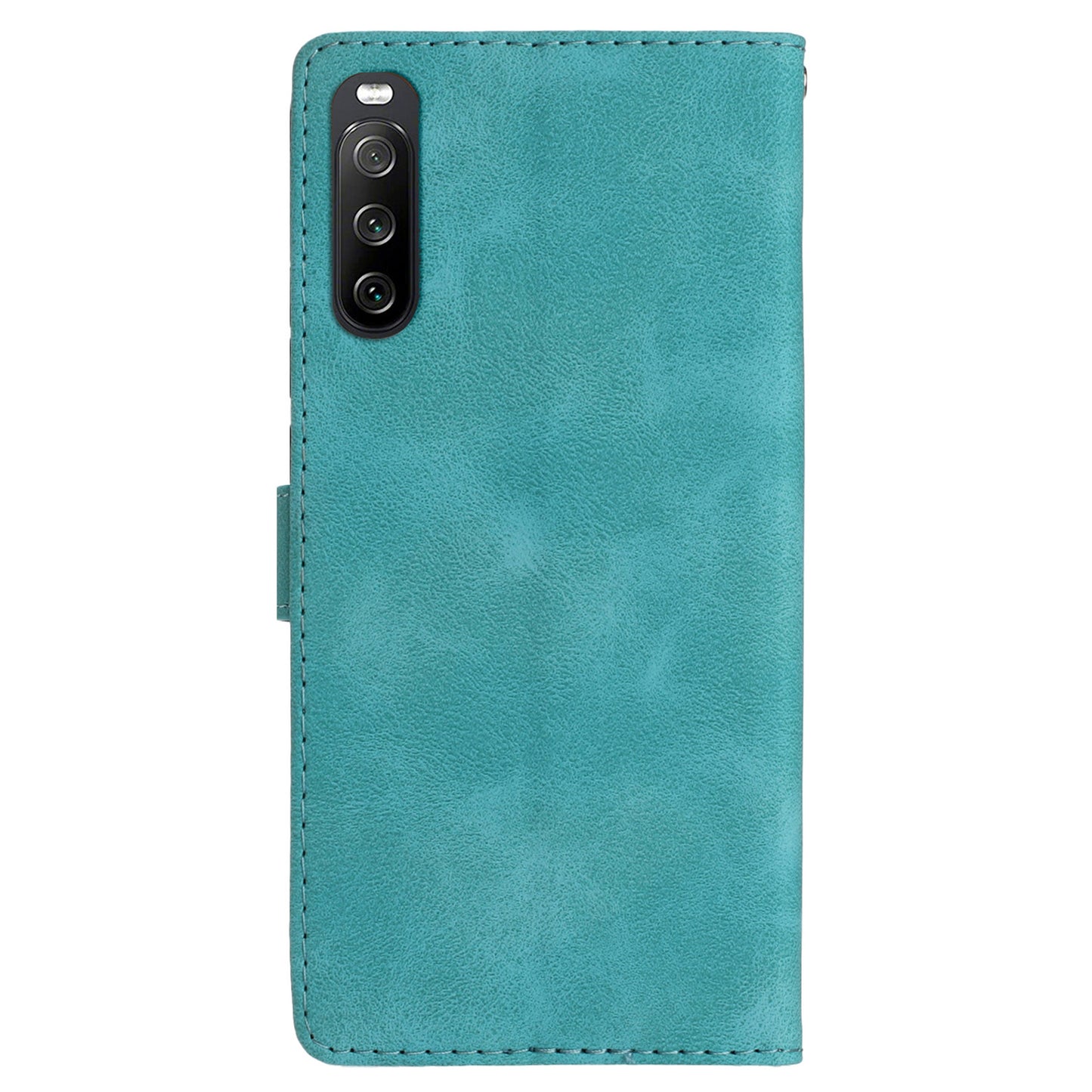 Leather Case for Sony Xperia 10 V , Fingerprint Proof Wallet Stand Flower Imprint Phone Cover