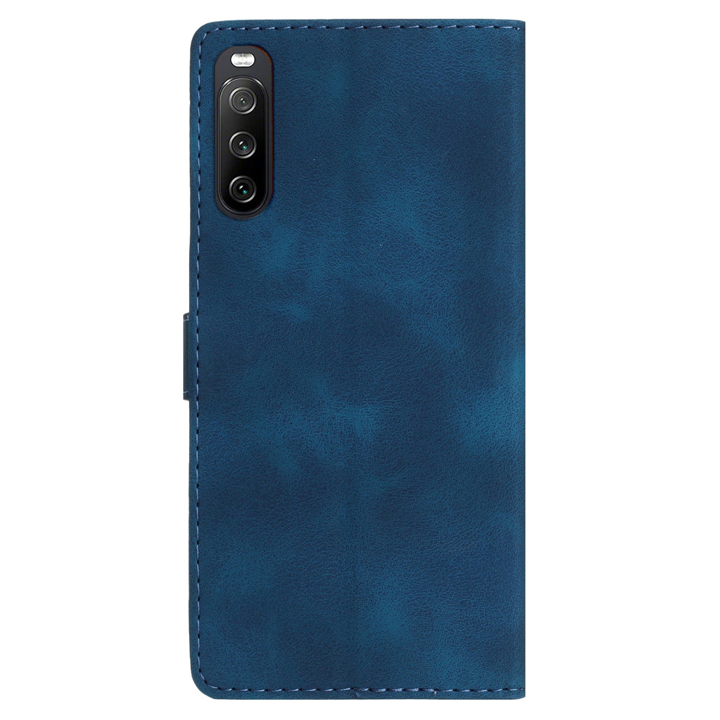 Leather Case for Sony Xperia 10 V , Fingerprint Proof Wallet Stand Flower Imprint Phone Cover
