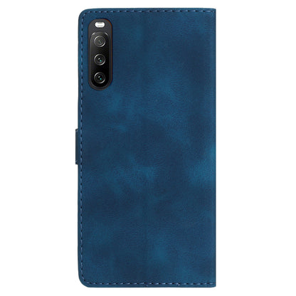 Leather Case for Sony Xperia 10 V , Fingerprint Proof Wallet Stand Flower Imprint Phone Cover