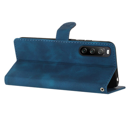 Leather Case for Sony Xperia 10 V , Fingerprint Proof Wallet Stand Flower Imprint Phone Cover