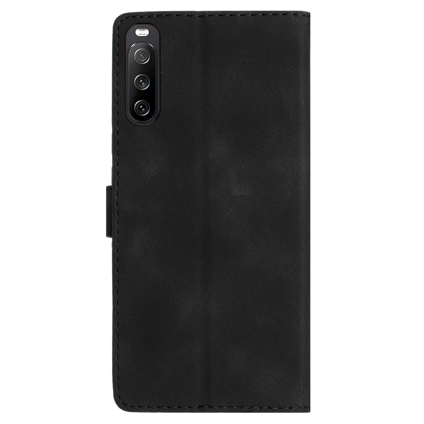 Leather Case for Sony Xperia 10 V , Fingerprint Proof Wallet Stand Flower Imprint Phone Cover