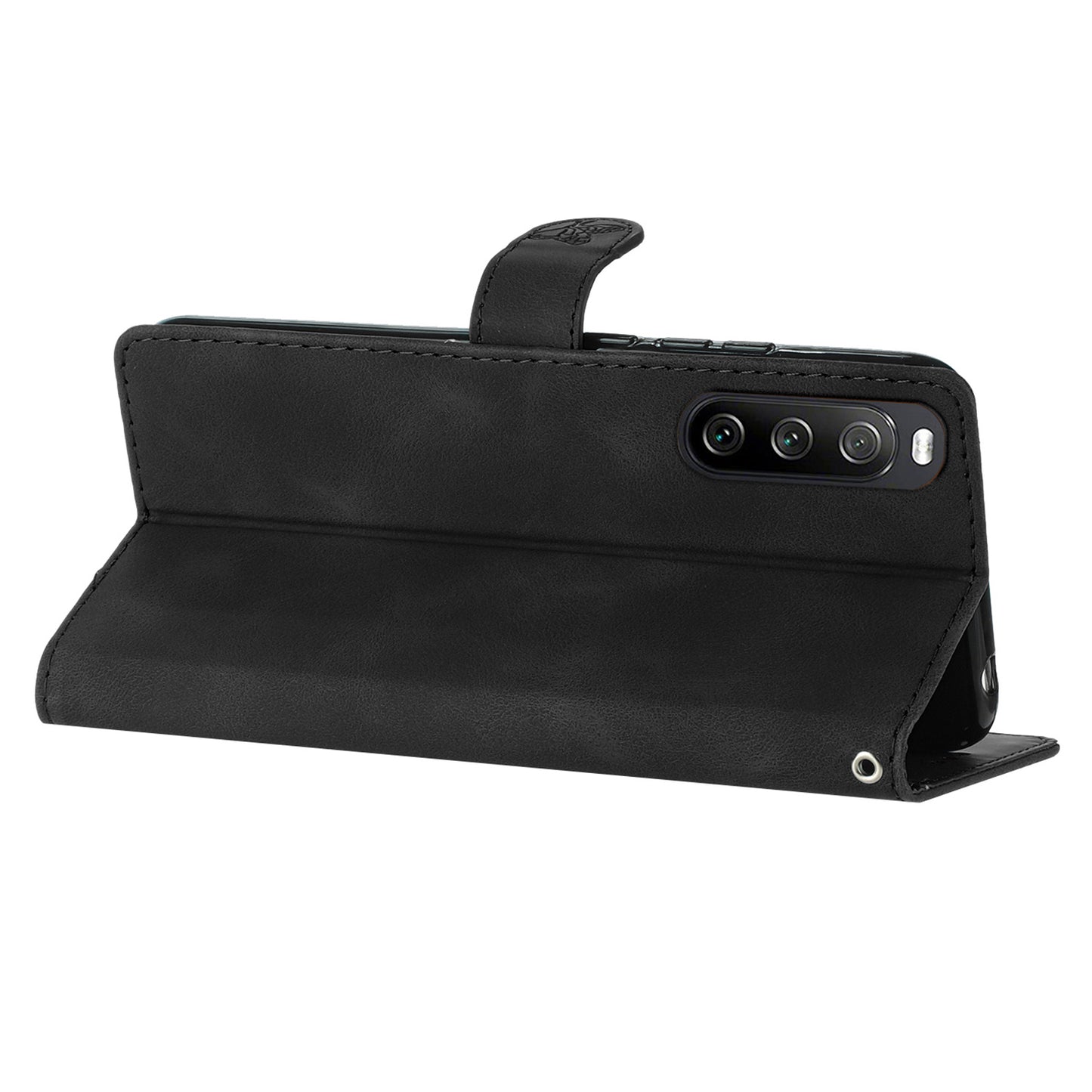 Leather Case for Sony Xperia 10 V , Fingerprint Proof Wallet Stand Flower Imprint Phone Cover