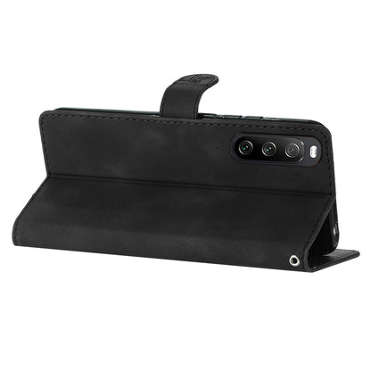 Leather Case for Sony Xperia 10 V , Fingerprint Proof Wallet Stand Flower Imprint Phone Cover