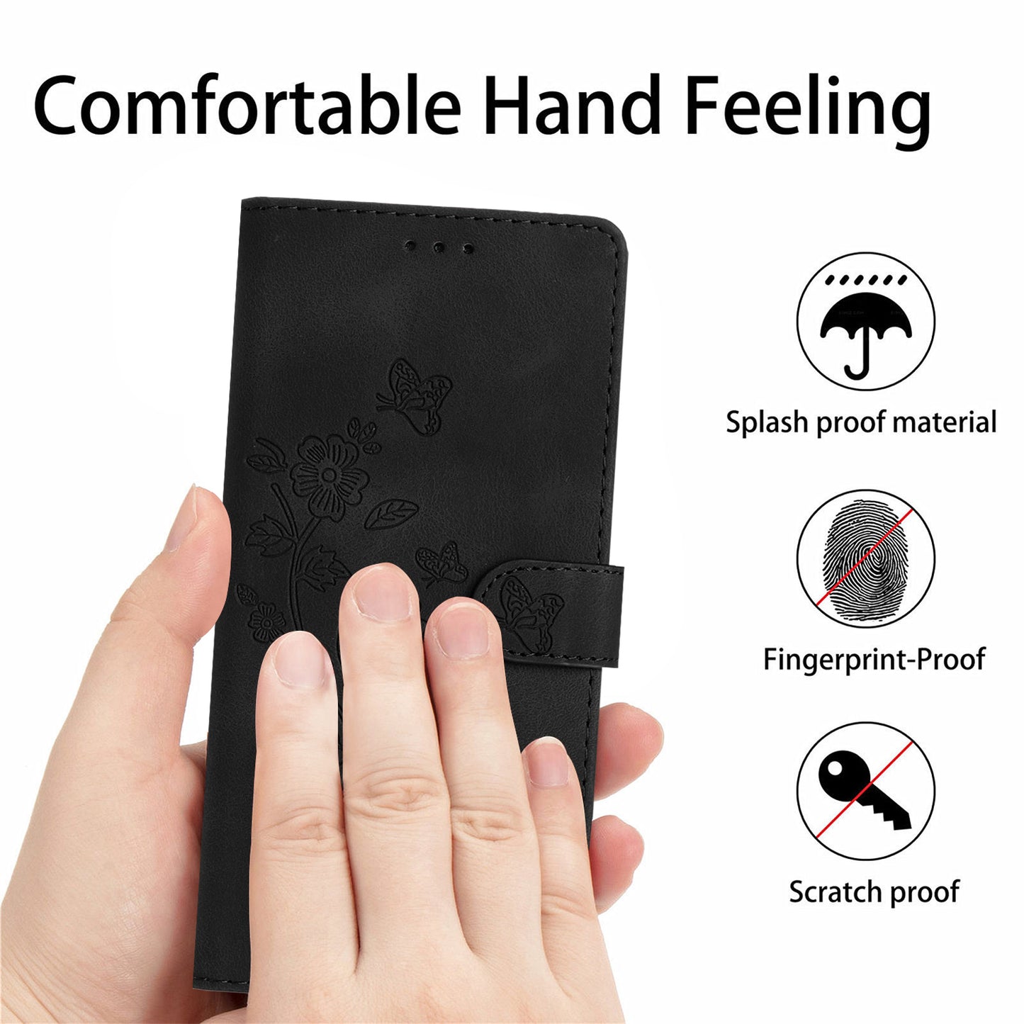 Leather Case for Sony Xperia 10 V , Fingerprint Proof Wallet Stand Flower Imprint Phone Cover