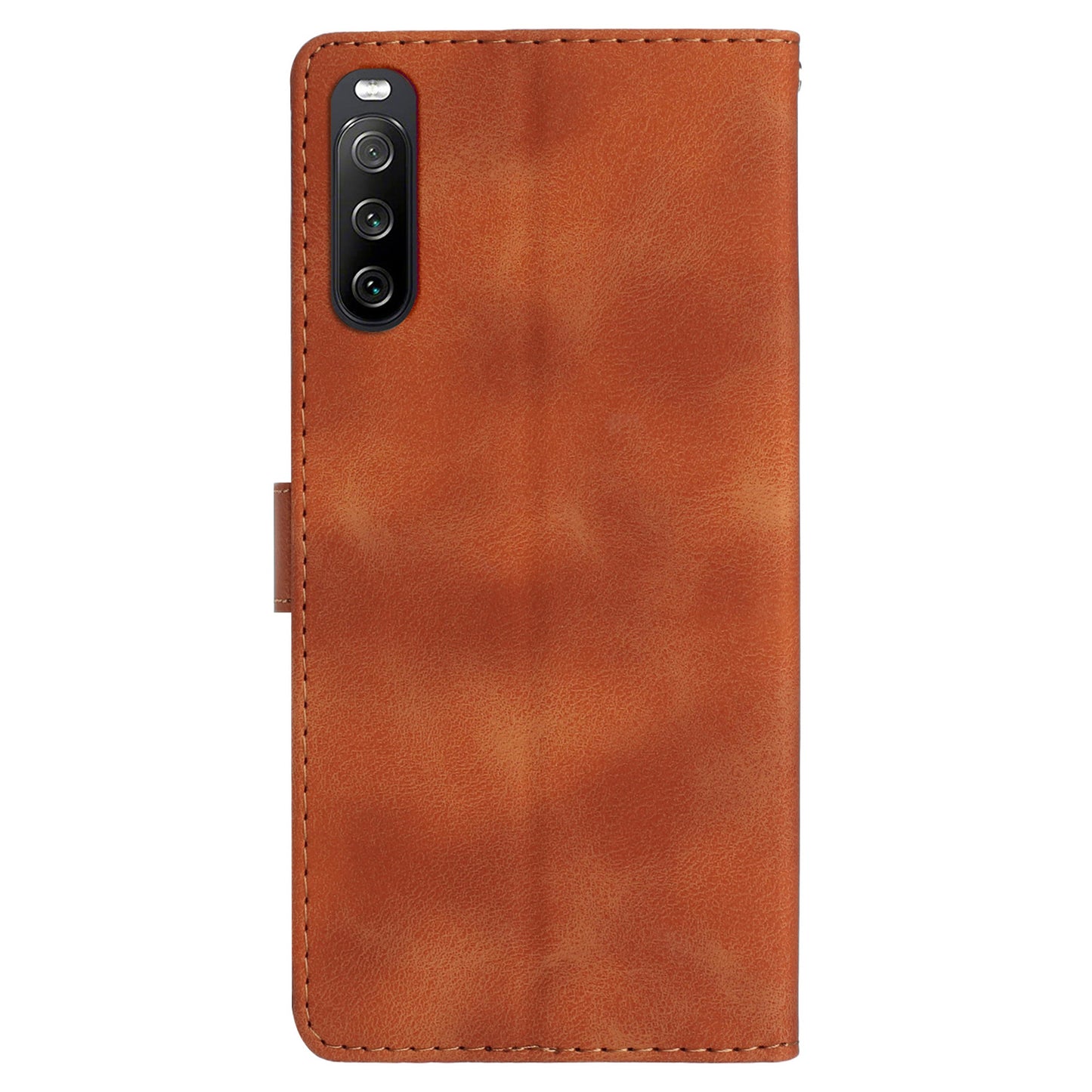 Leather Case for Sony Xperia 10 V , Fingerprint Proof Wallet Stand Flower Imprint Phone Cover