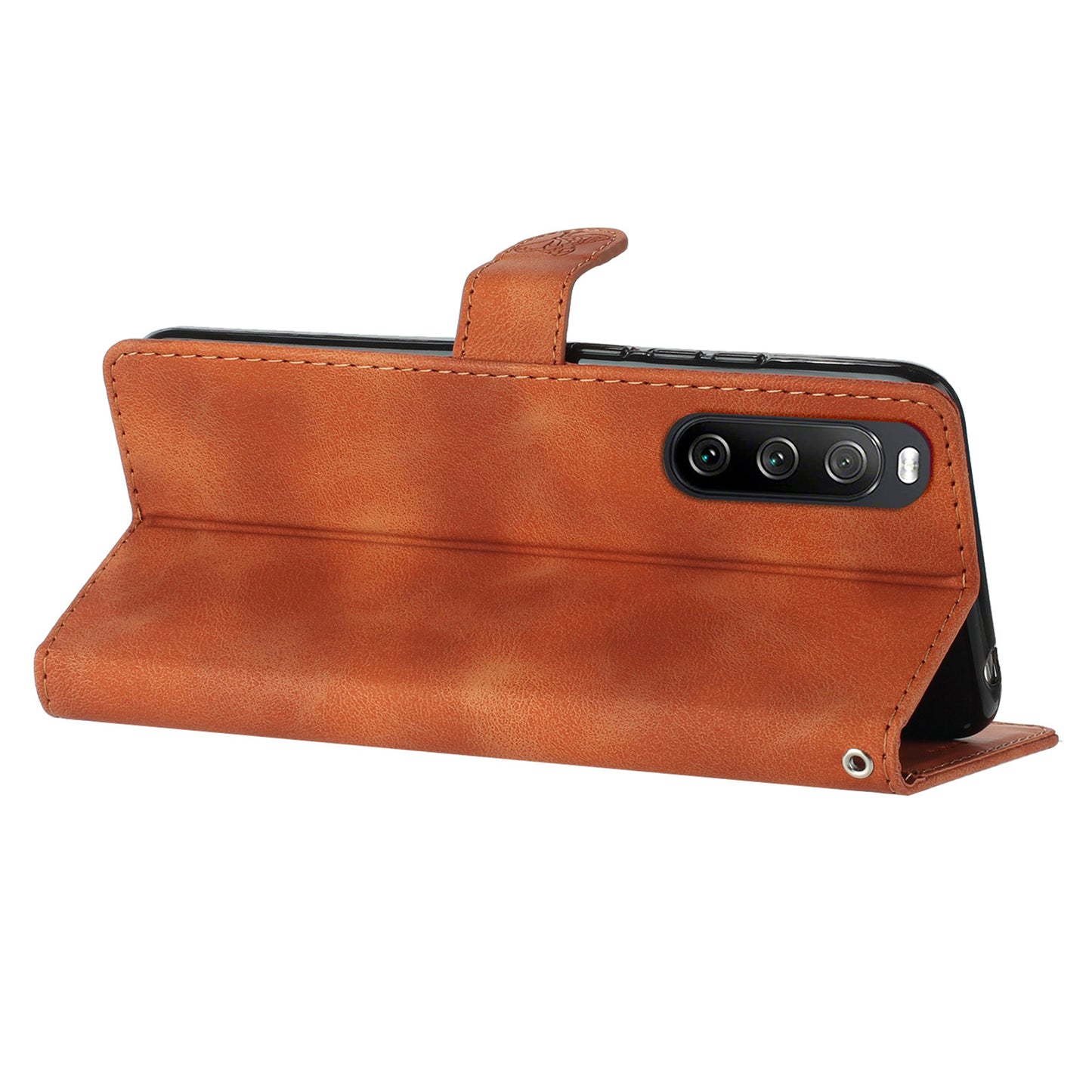 Leather Case for Sony Xperia 10 V , Fingerprint Proof Wallet Stand Flower Imprint Phone Cover