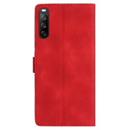 Leather Case for Sony Xperia 10 V , Fingerprint Proof Wallet Stand Flower Imprint Phone Cover