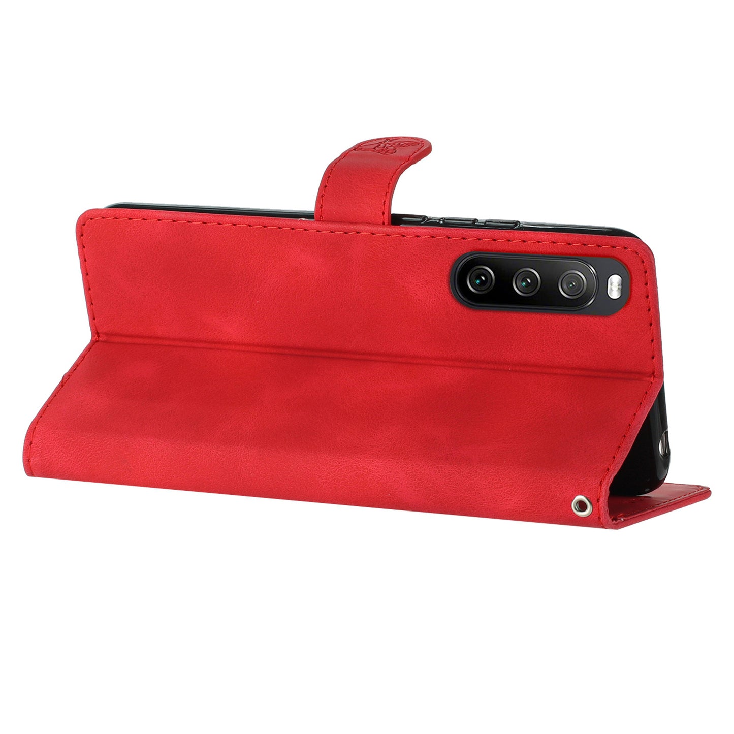 Leather Case for Sony Xperia 10 V , Fingerprint Proof Wallet Stand Flower Imprint Phone Cover