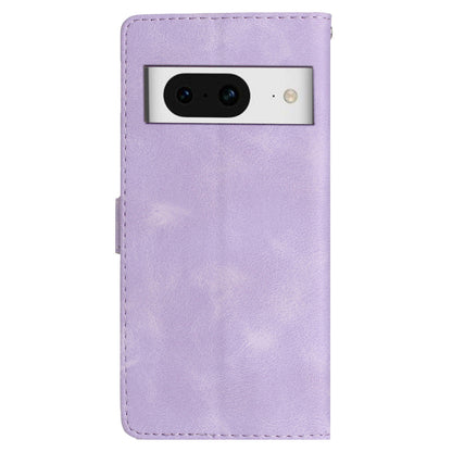 For Google Pixel 8 Phone Cover Imprinted Flower Wallet Stand PU Leather Magnetic Mobile Phone Case