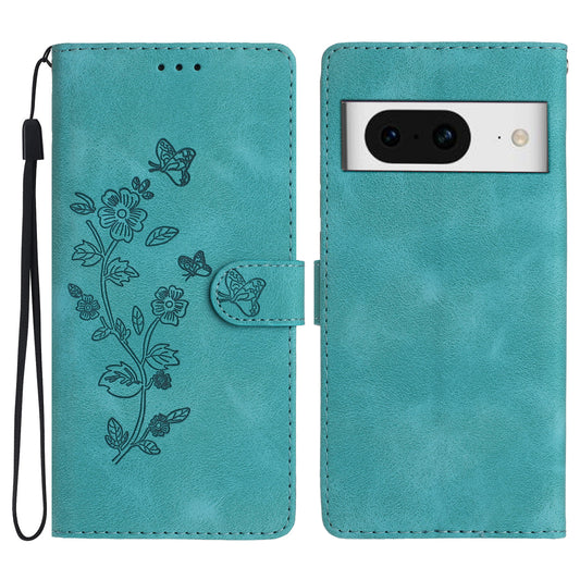 For Google Pixel 8 Phone Cover Imprinted Flower Wallet Stand PU Leather Magnetic Mobile Phone Case