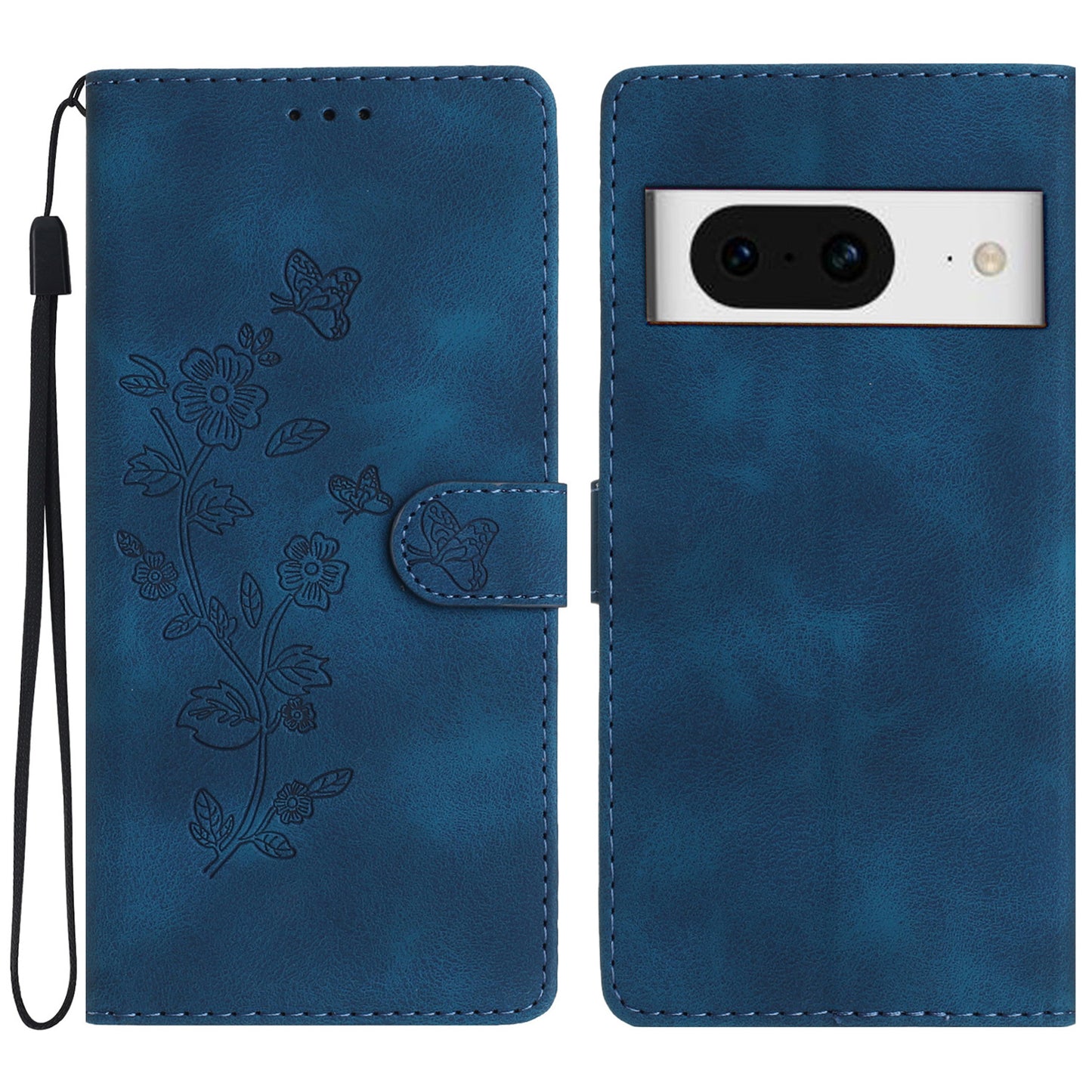 For Google Pixel 8 Phone Cover Imprinted Flower Wallet Stand PU Leather Magnetic Mobile Phone Case