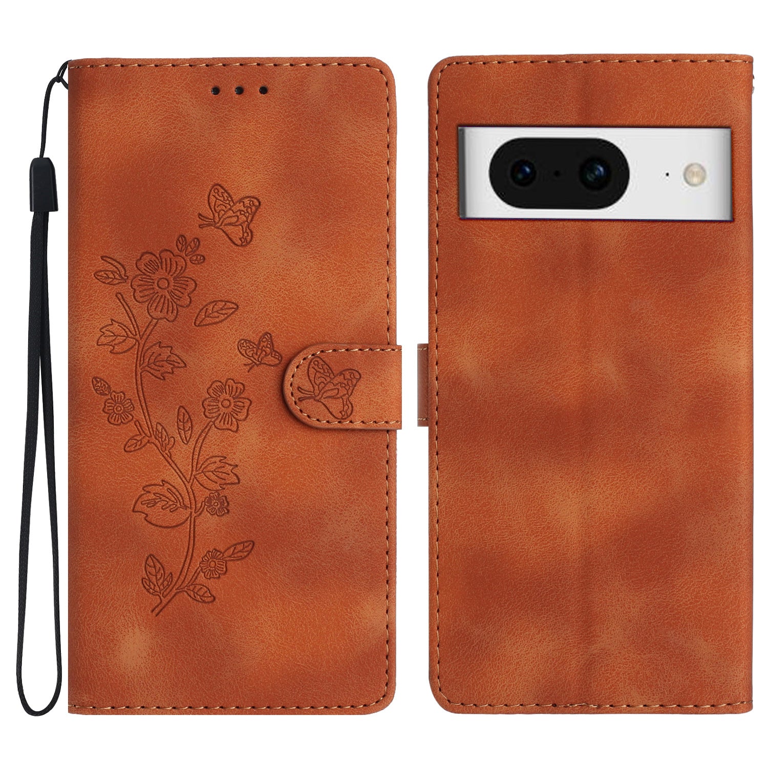For Google Pixel 8 Phone Cover Imprinted Flower Wallet Stand PU Leather Magnetic Mobile Phone Case