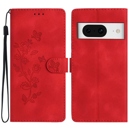 For Google Pixel 8 Phone Cover Imprinted Flower Wallet Stand PU Leather Magnetic Mobile Phone Case