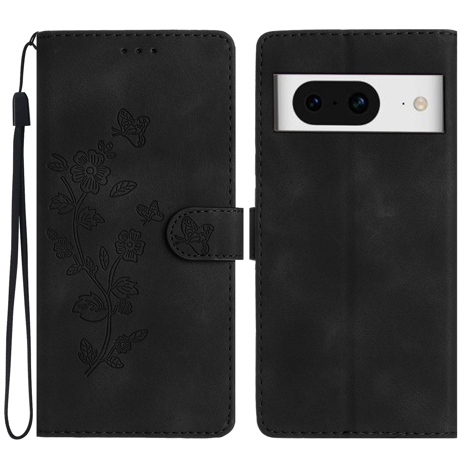 For Google Pixel 8 Phone Cover Imprinted Flower Wallet Stand PU Leather Magnetic Mobile Phone Case