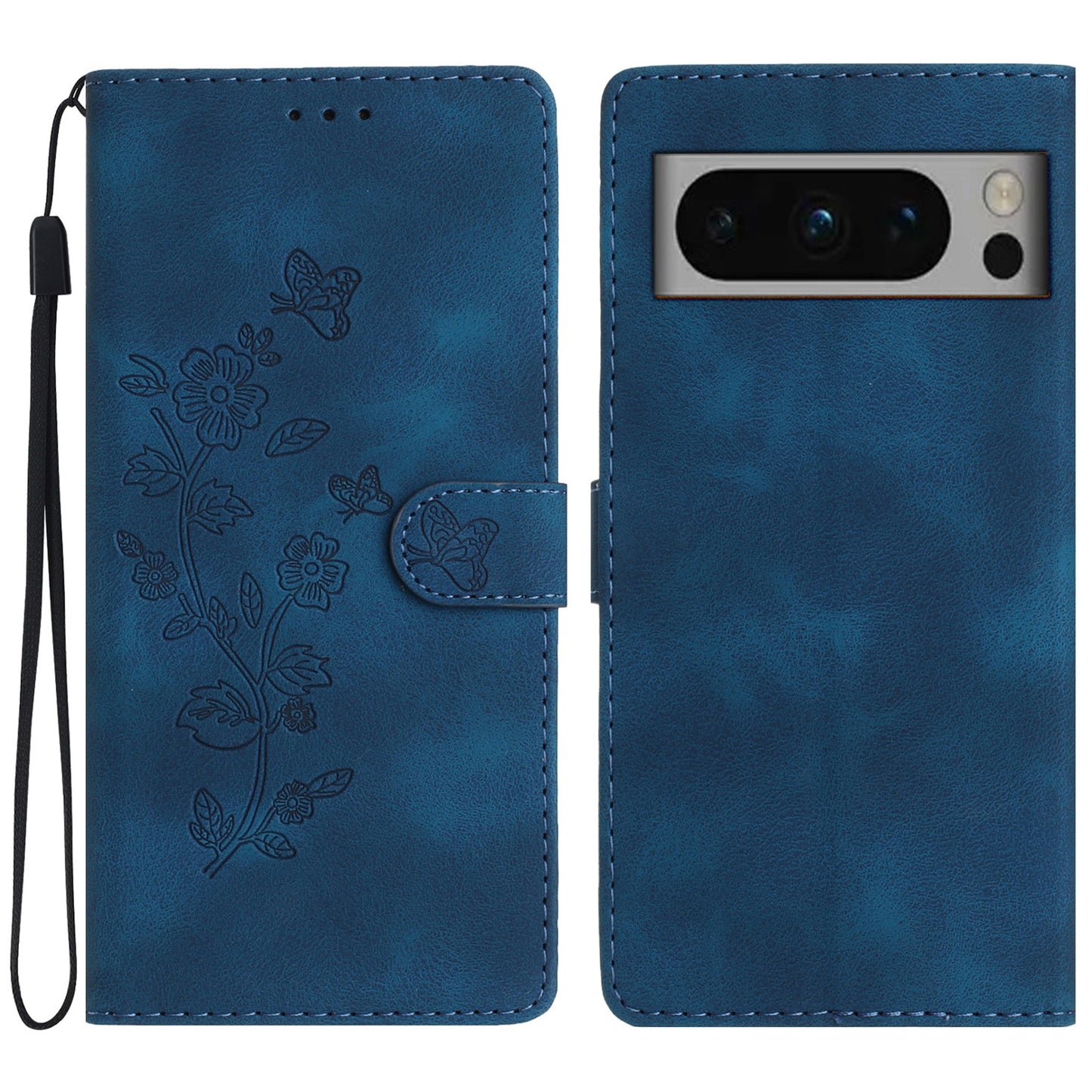 For Google Pixel 8 Pro Shockproof Smartphone Case Imprinted Flower Leather Stand Phone Cover Wallet