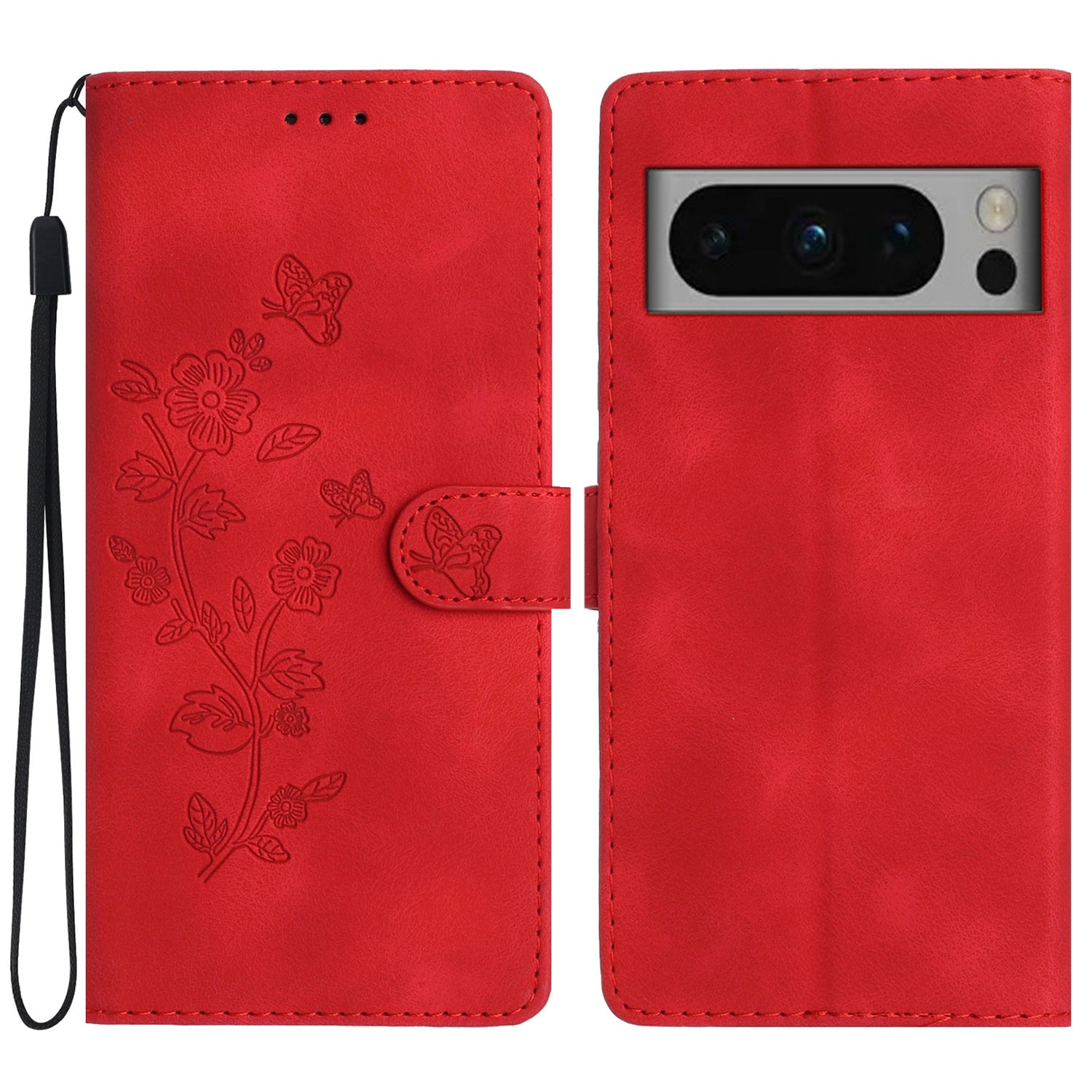 For Google Pixel 8 Pro Shockproof Smartphone Case Imprinted Flower Leather Stand Phone Cover Wallet