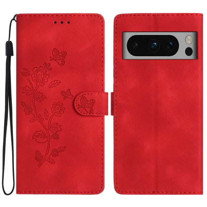 For Google Pixel 8 Pro Shockproof Smartphone Case Imprinted Flower Leather Stand Phone Cover Wallet