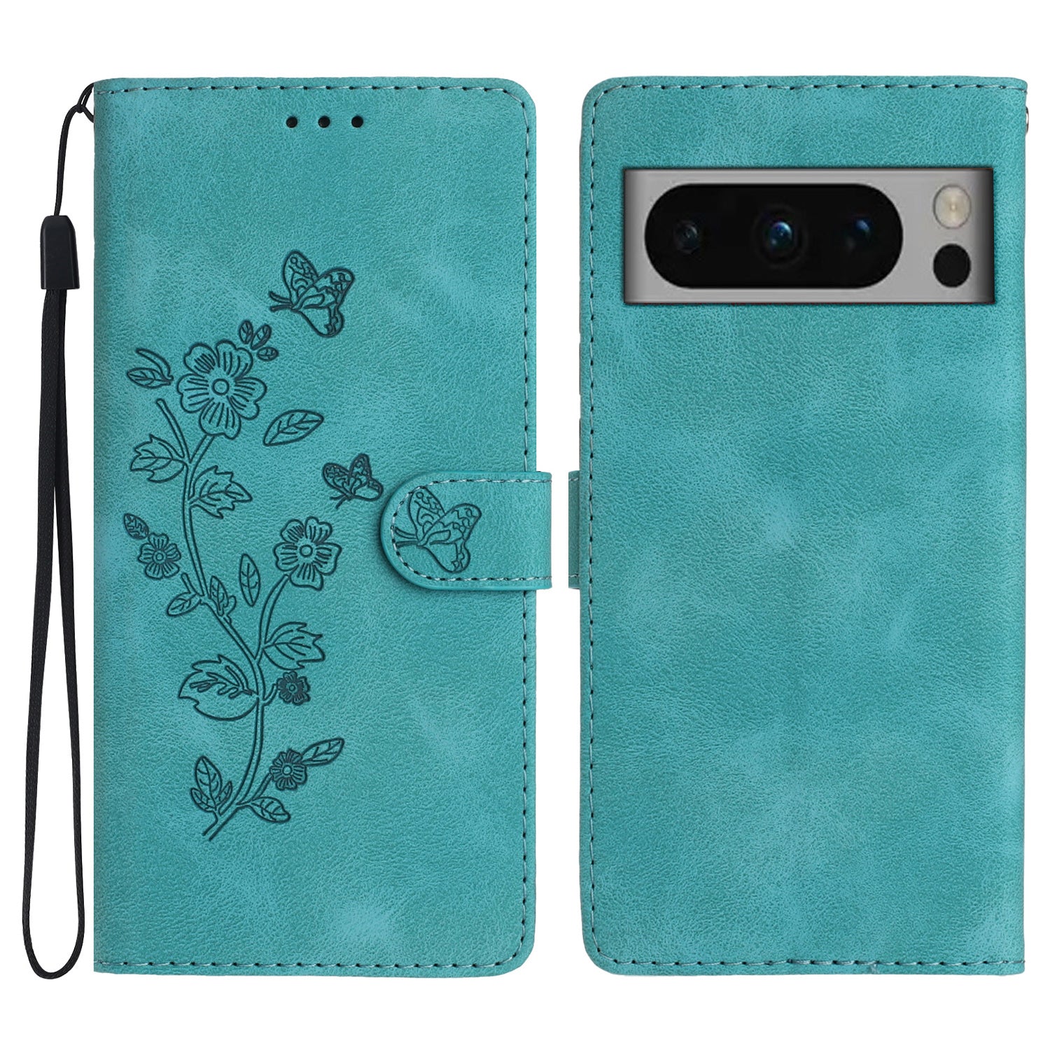 For Google Pixel 8 Pro Shockproof Smartphone Case Imprinted Flower Leather Stand Phone Cover Wallet