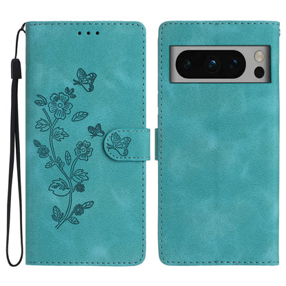For Google Pixel 8 Pro Shockproof Smartphone Case Imprinted Flower Leather Stand Phone Cover Wallet