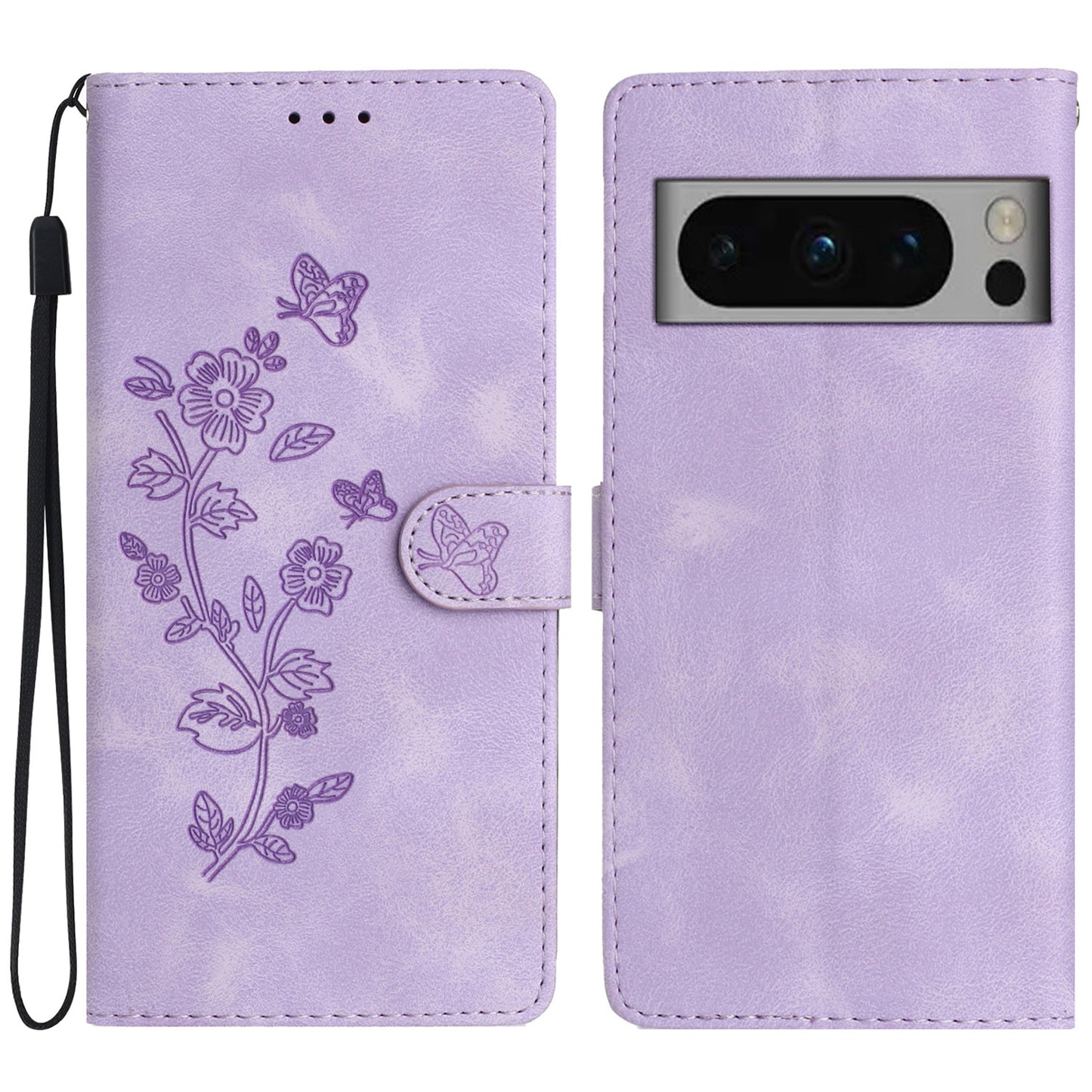 For Google Pixel 8 Pro Shockproof Smartphone Case Imprinted Flower Leather Stand Phone Cover Wallet