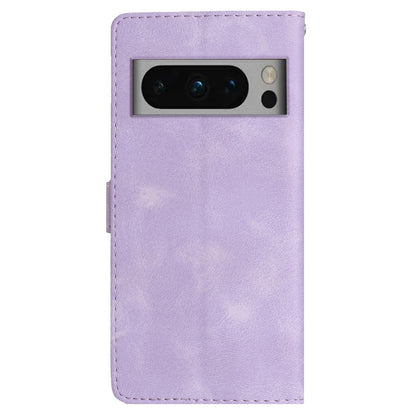 For Google Pixel 8 Pro Shockproof Smartphone Case Imprinted Flower Leather Stand Phone Cover Wallet