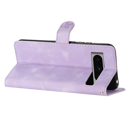 For Google Pixel 8 Pro Shockproof Smartphone Case Imprinted Flower Leather Stand Phone Cover Wallet